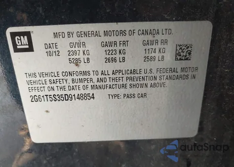 2013 Cadillac Xts Premium z USA, uszkodzony, nr VIN 2G61T5S35D9148854